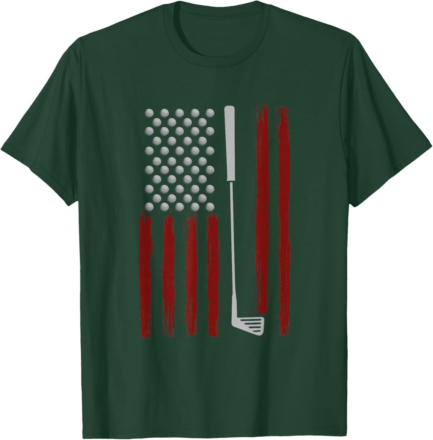 Retro American Flag Golf Golfer Funny Golf Club Golfing T-Shirt - T-Shirt | Forest