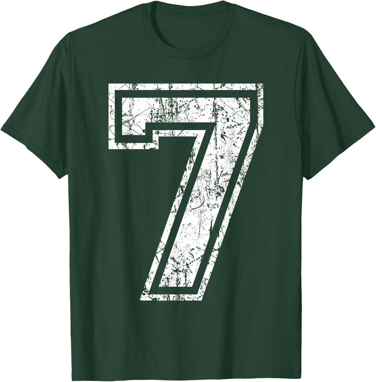 Sports Jersey Grunge Number 7 Fan Team Player Birthday T-Shirt - T-Shirt | Forest