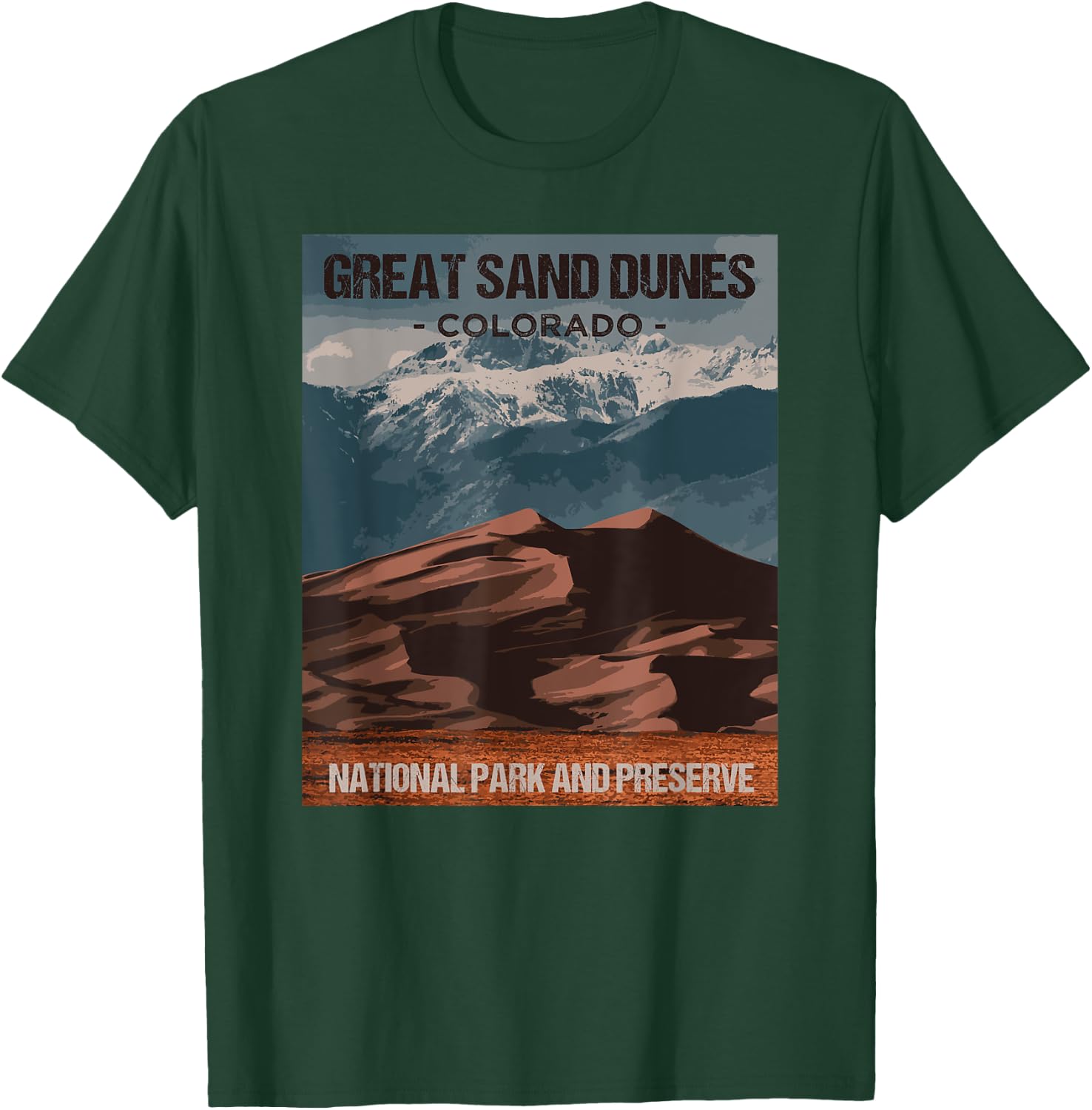 Great Sand Dunes National Park Colorado Poster Design T-Shirt - T-Shirt | Forest
