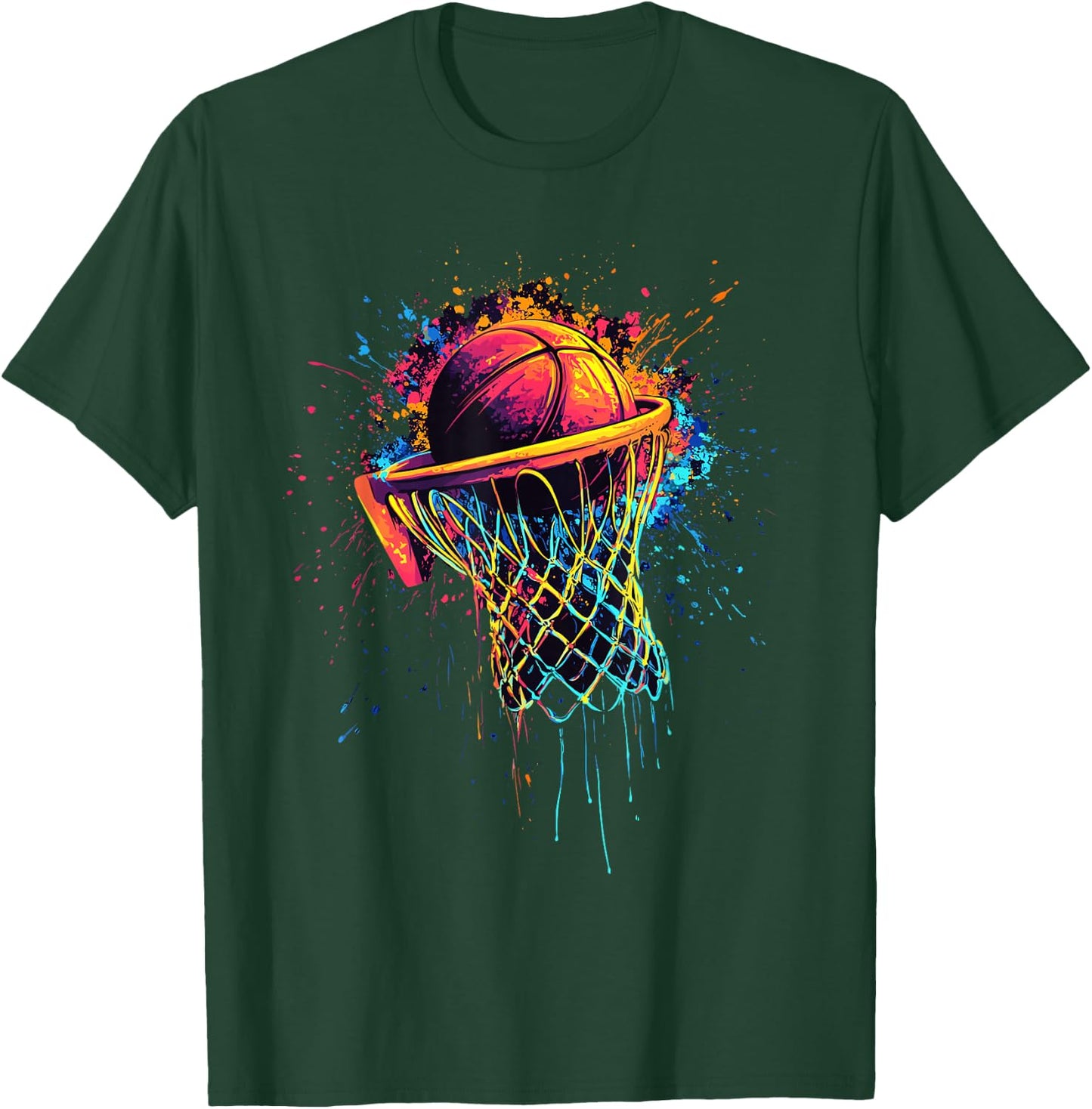 Colorful Basketball Tie Dye Color,Splash Basketball Hoop Net T-Shirt - T-Shirt | Forest