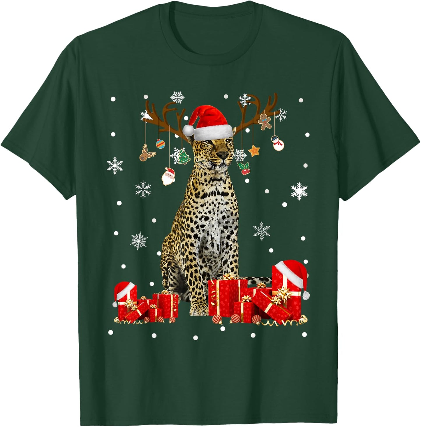 Christmas Cheetah Funny Santa Reindeer Cheetah Lover Gifts T-Shirt - T-Shirt | Forest