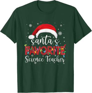Ugly Sweater Christmas Santa's Favorite Science Teacher Xmas Women T-Shirt - T-Shirt | Forest