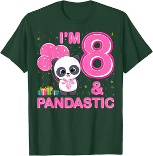 I'm 8 And Pandastic Panda 8th Birthday Panda 8 Years Old T-Shirt - T-Shirt | Forest