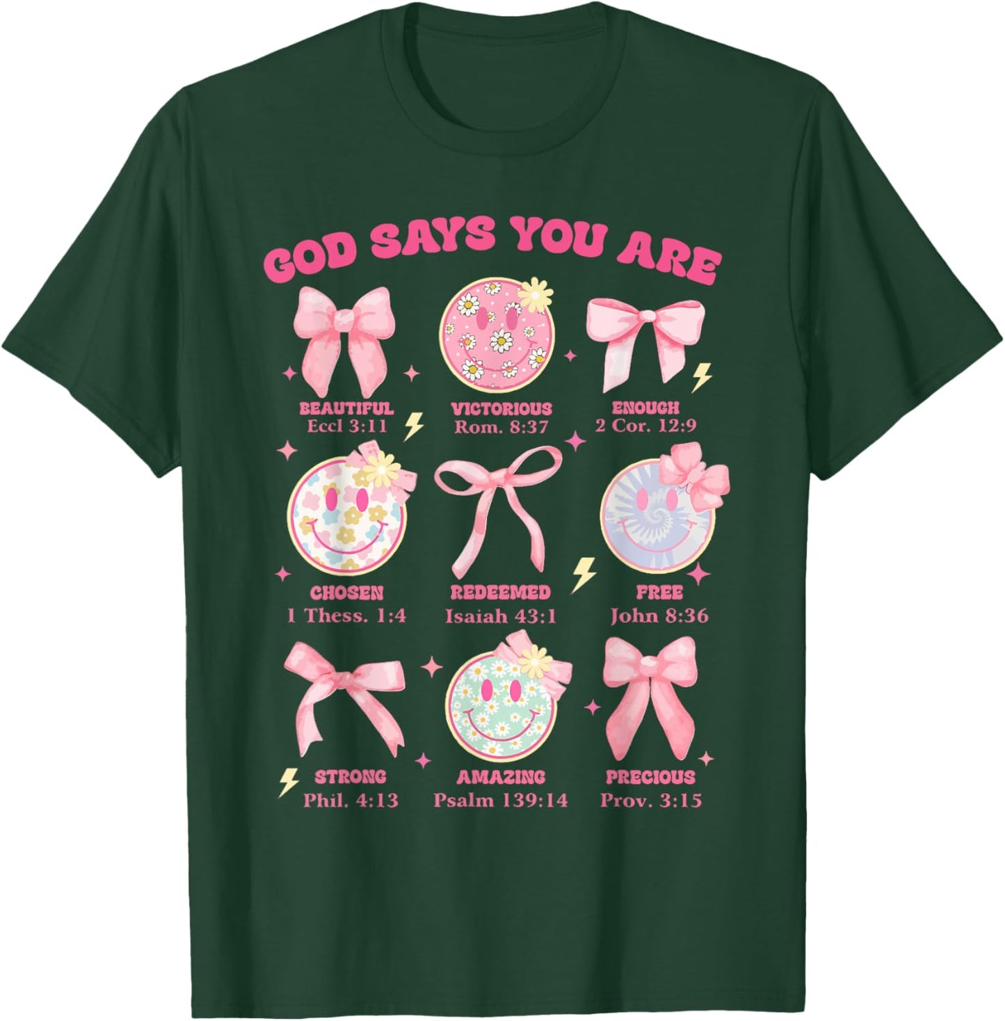 Funny God Says You Are Strong Loved Worthy Enough T-Shirt - T-Shirt | Forest