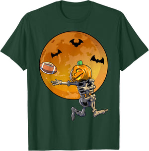Football Skeleton Halloween Men Boys Football Halloween T-Shirt - T-Shirt | Forest