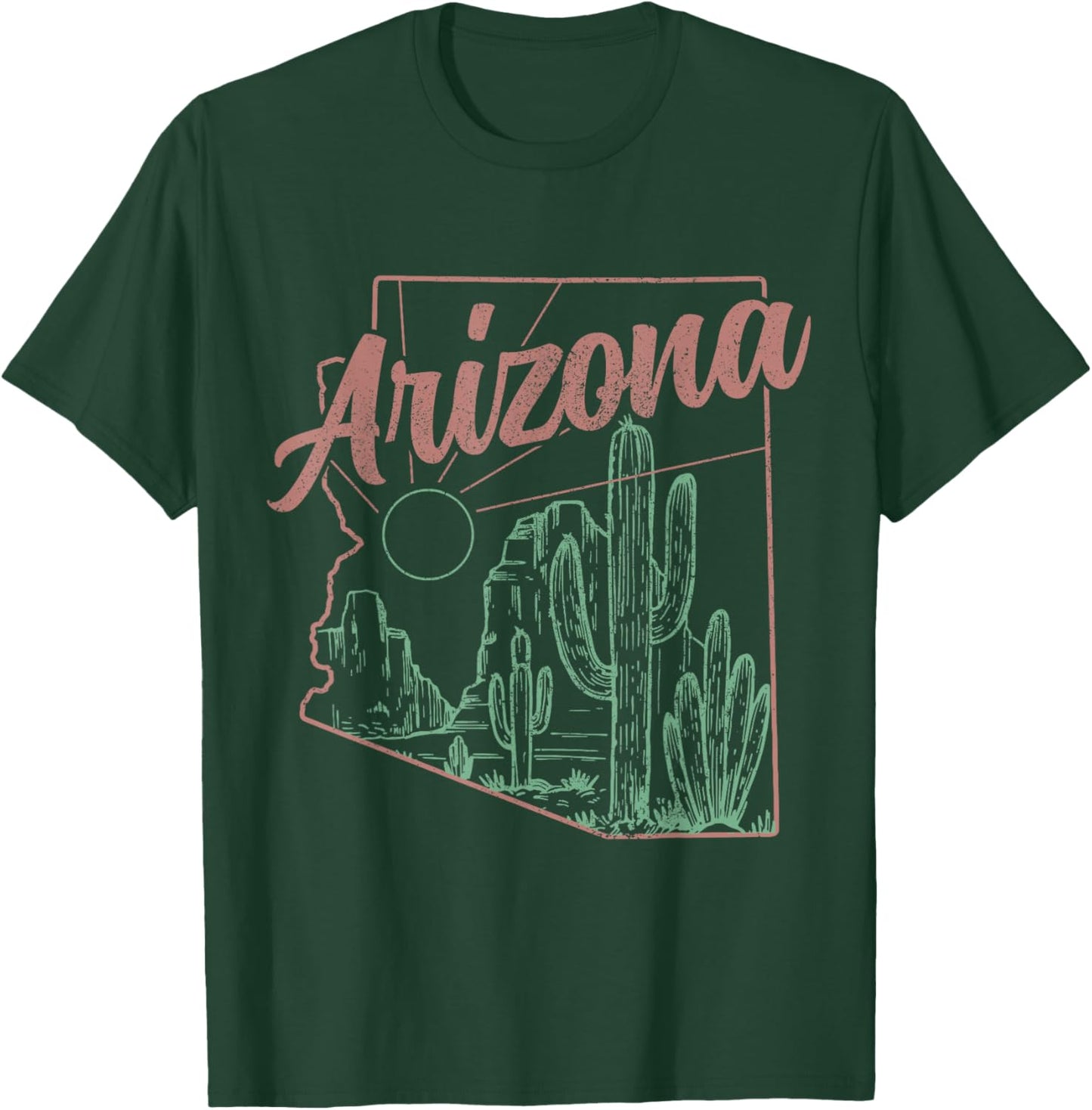 Arizona AZ Pride State Map Cactus Desert Vintage T-Shirt - T-Shirt | Forest