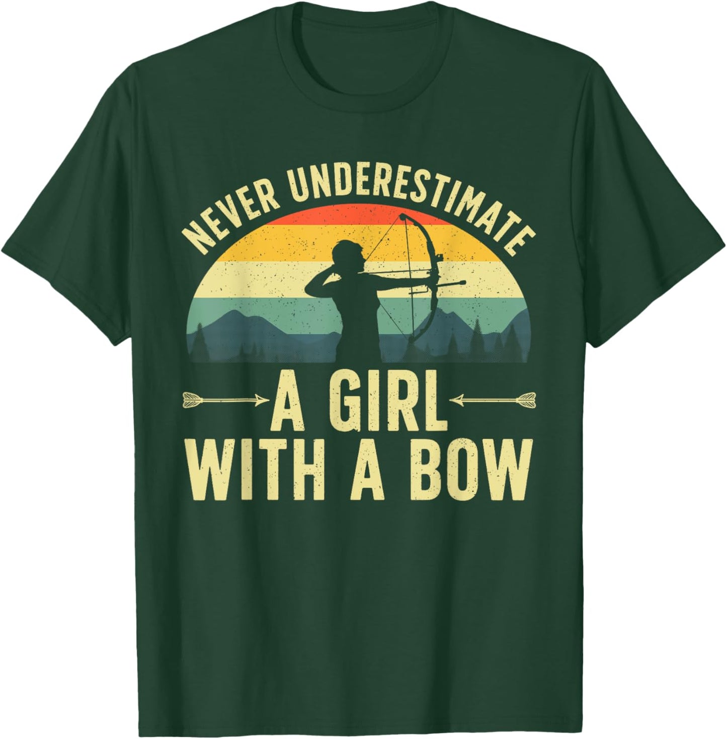 Cool Archery Girls Female Archer Bow Hunter Arrow T-Shirt - T-Shirt | Forest