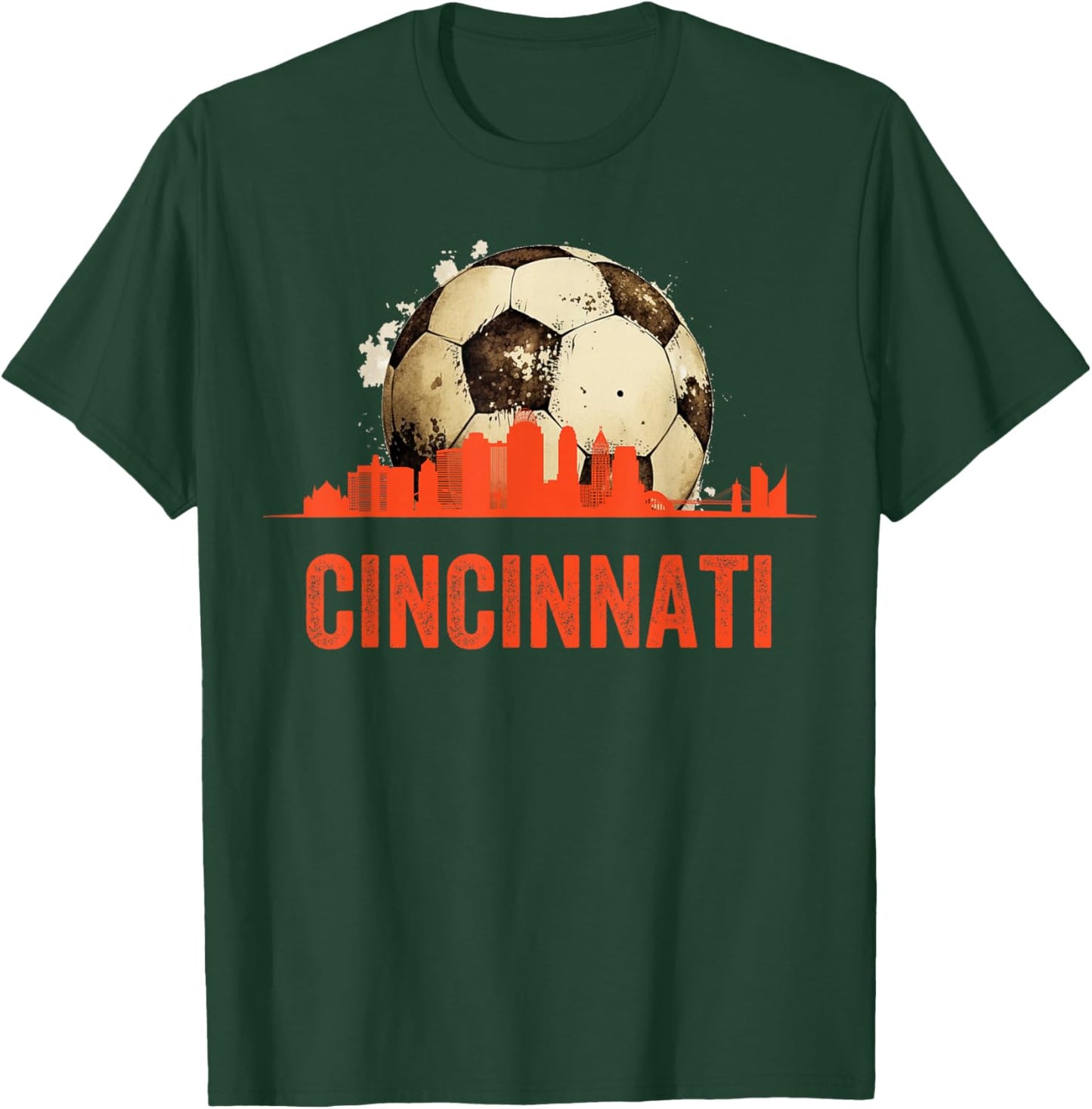 Cincinnati Soccer Queen City Skyline Futbol Fan T-Shirt - T-Shirt | Forest