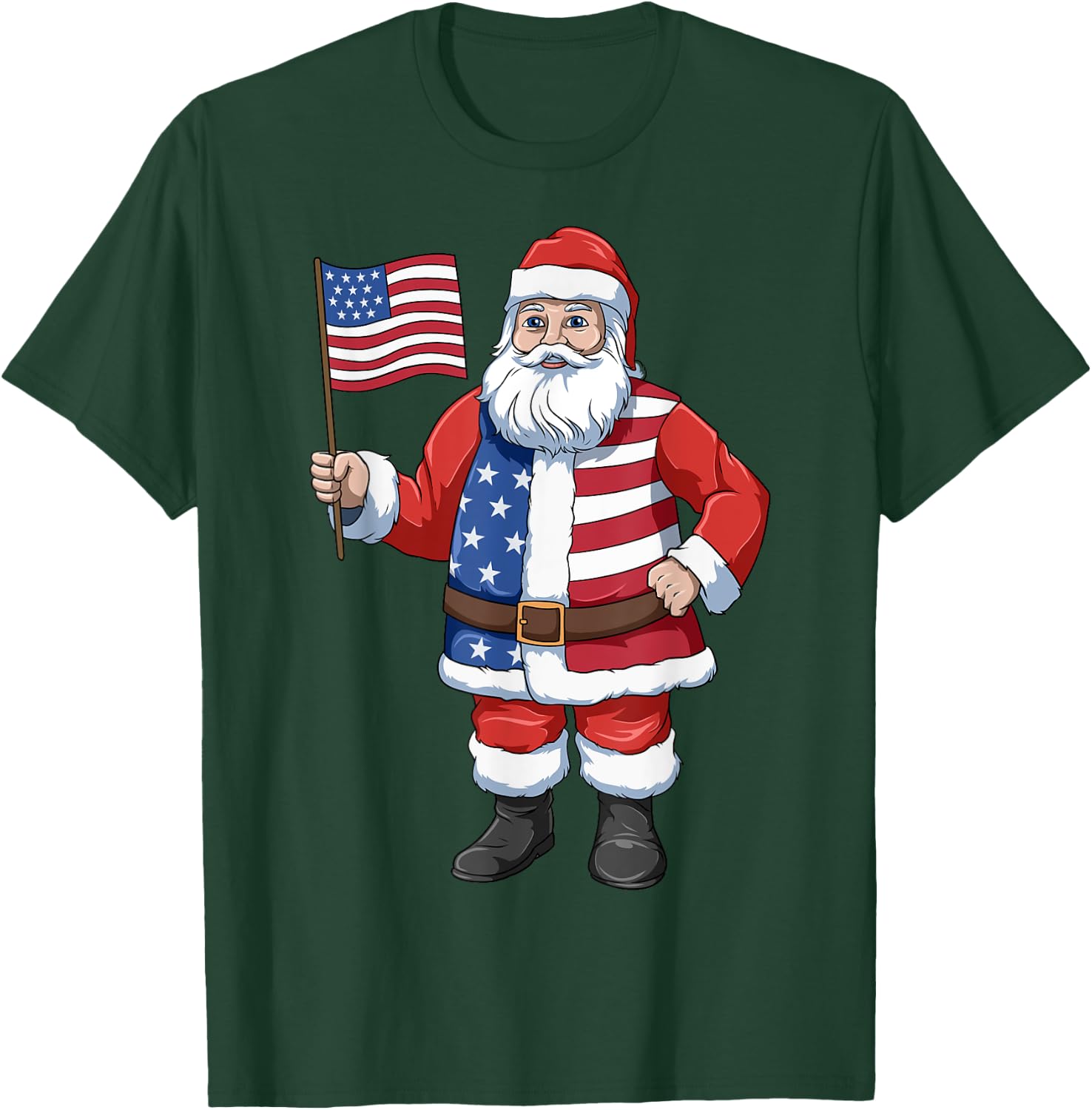 Patriotic Santa American 4th of July Santa American Flag T-Shirt - T-Shirt | Forest