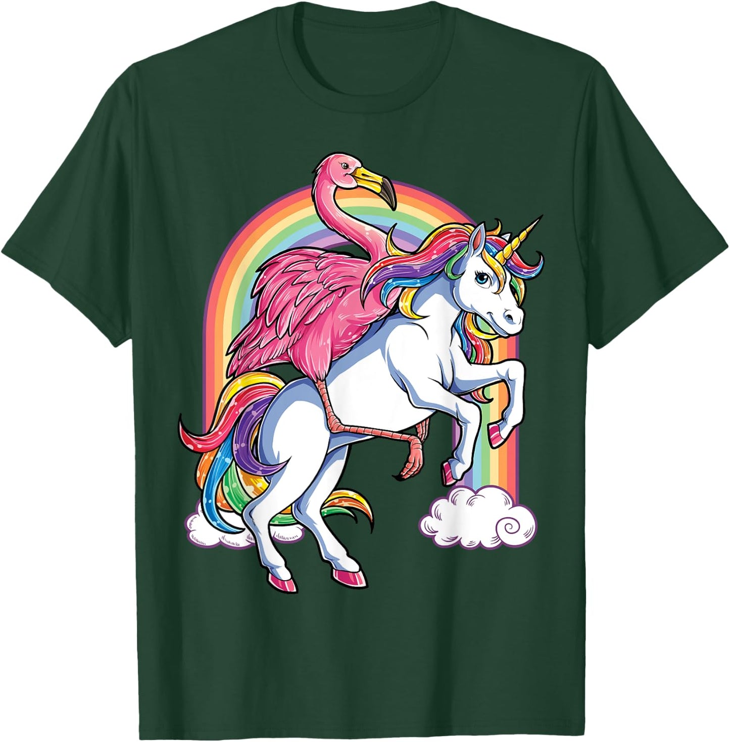 Pink Flamingo Unicorn T shirt Bird Lovers Squad Rainbow Gift T-Shirt - T-Shirt | Forest