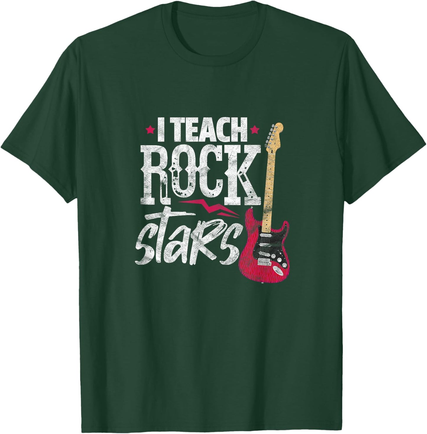 I Teach Rock Stars Funny Music Teacher Guitar Player T-Shirt - T-Shirt | Forest