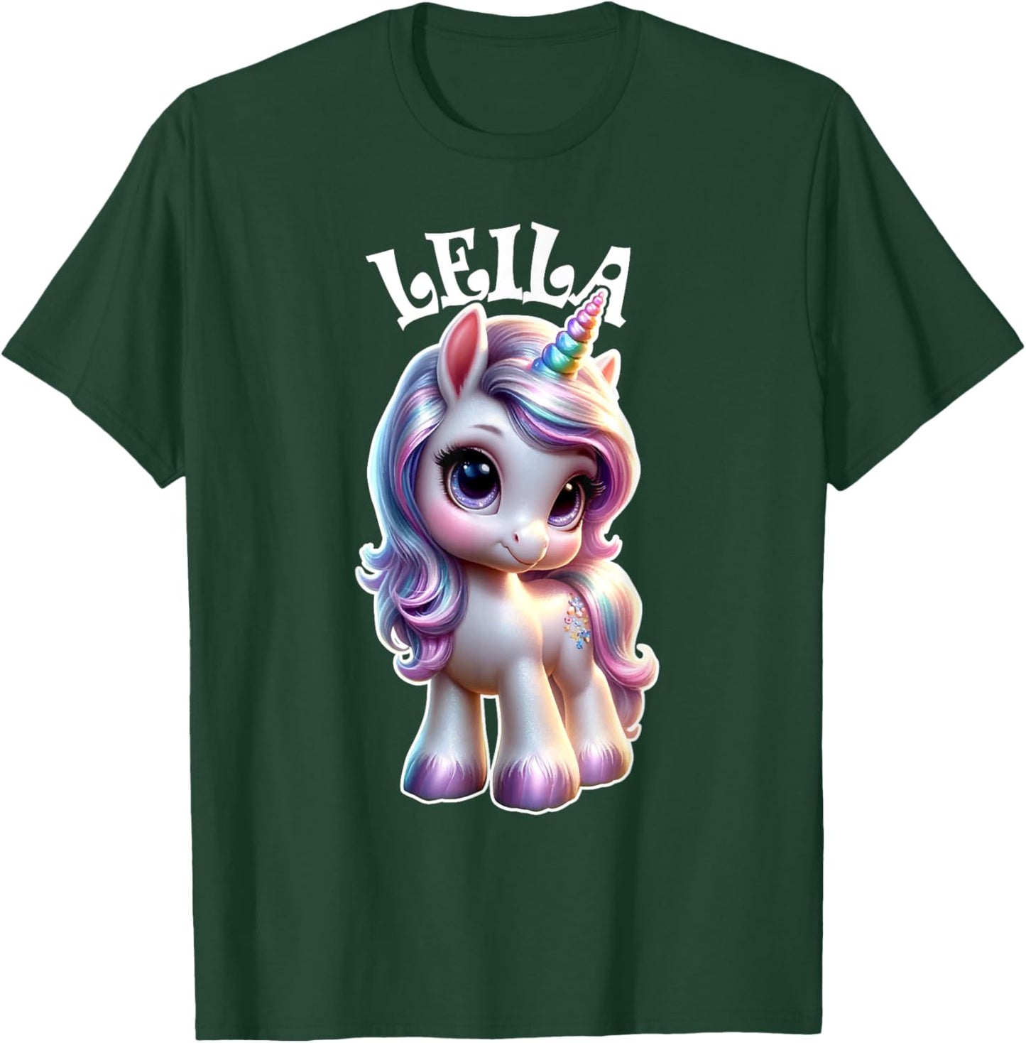 Leila Cute Unicorn Design for Girls Name Leila T-Shirt - T-Shirt | Forest
