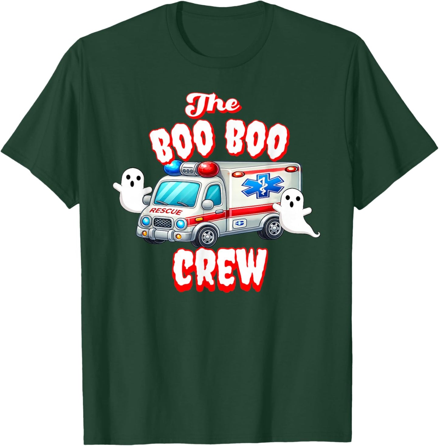 EMT Paramedic Boo Crew Ghost Halloween Nurse Scare Squad T-Shirt - T-Shirt | Forest