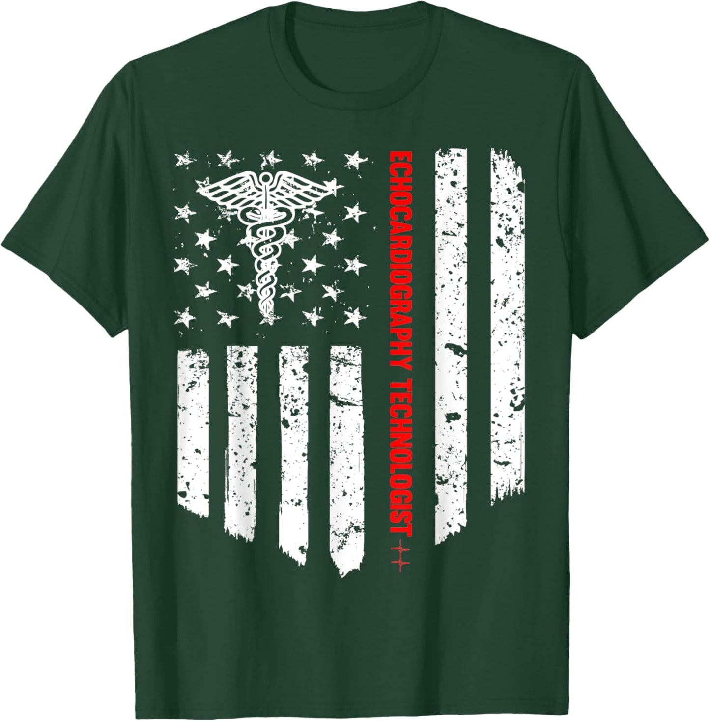Echocardiography Technologist American Flag Patriotic Gift T-Shirt - T-Shirt | Forest