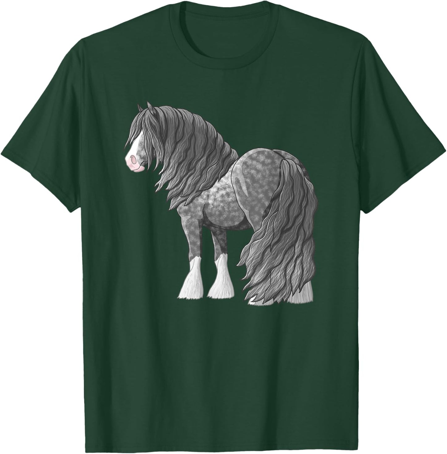 Dapple Gray Gypsy Vanner Irish Cob Draft Horse T-Shirt - T-Shirt | Forest