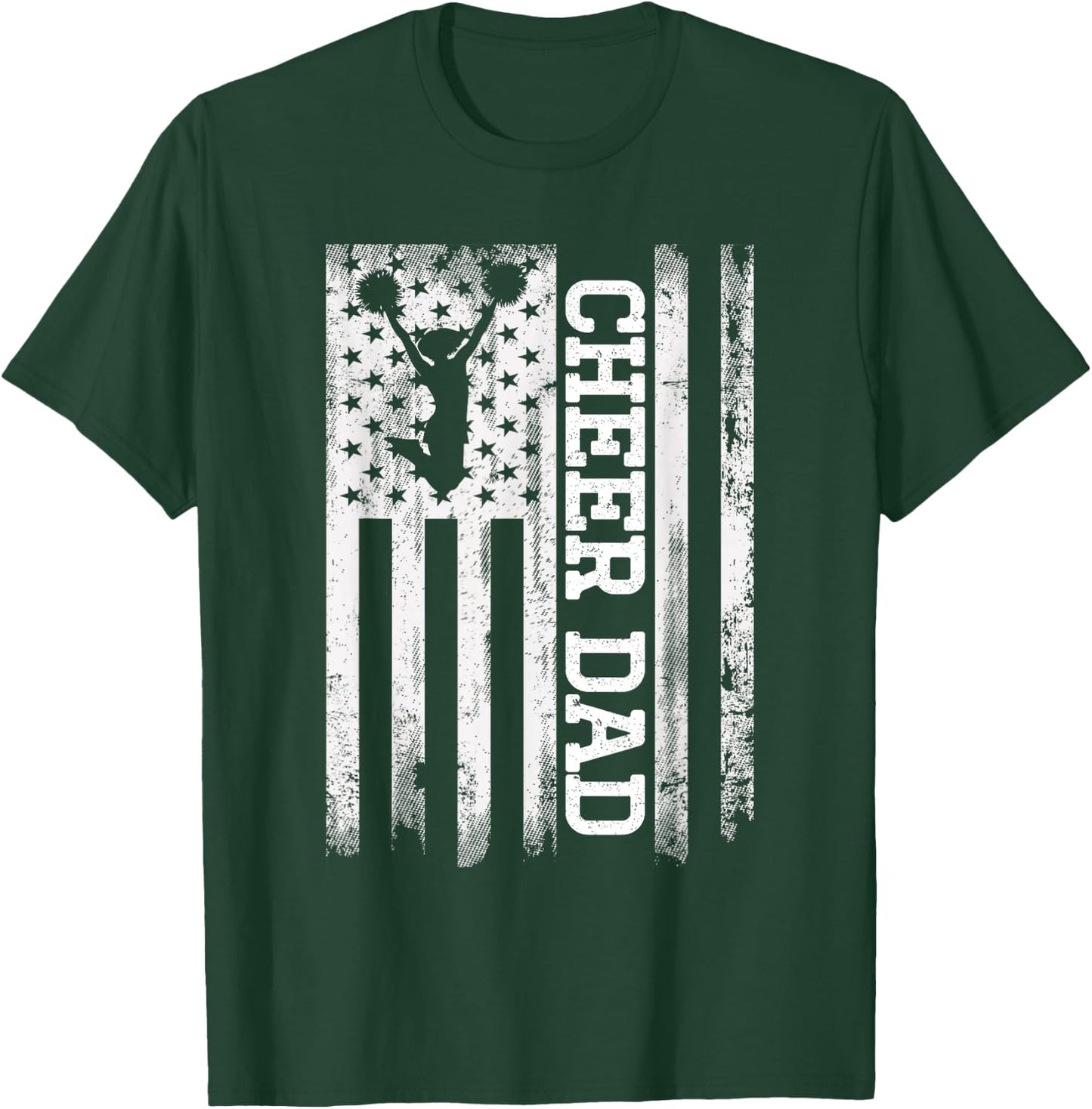 Cheer Dad American Flag Cheerleader Rebel Cheerleading for Kids Men T-Shirt - T-Shirt | Forest