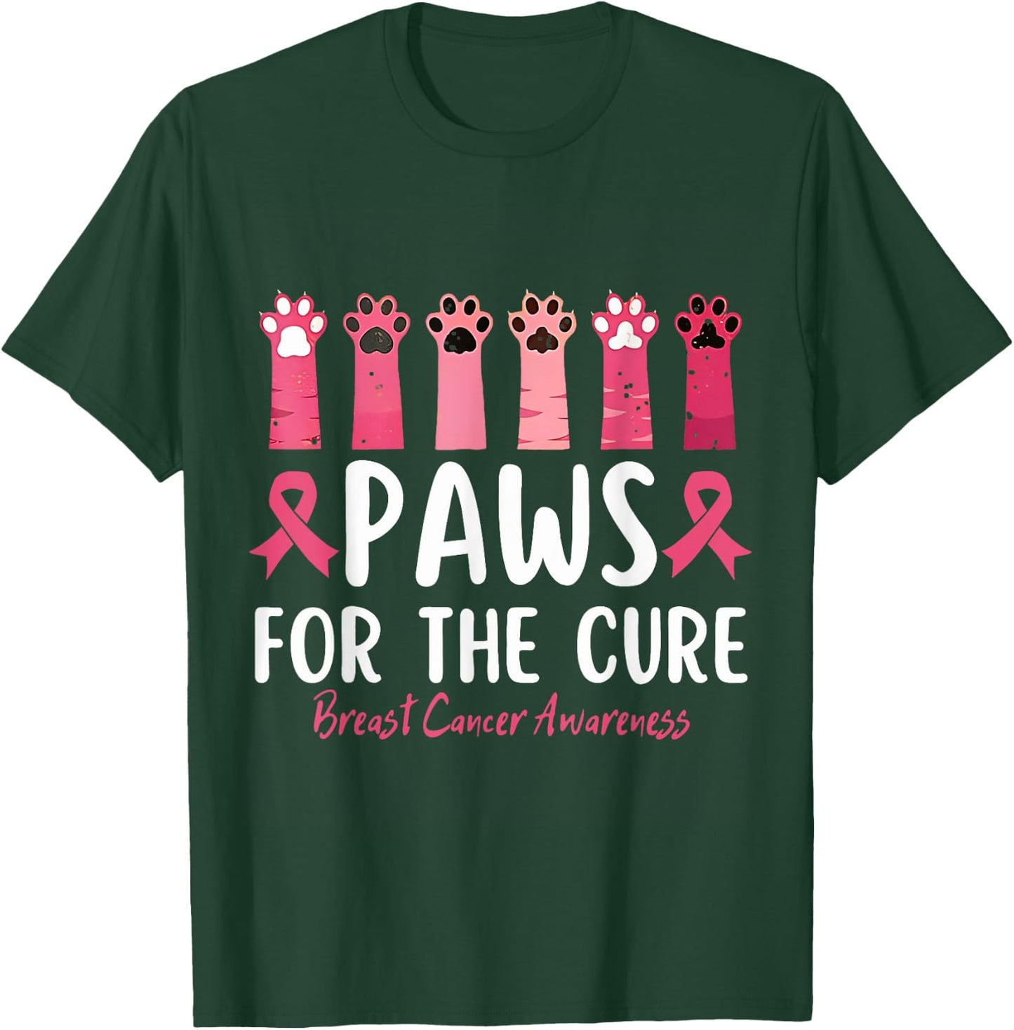 Paws For The Cure Breast Cancer Awareness T-Shirt - T-Shirt | Forest