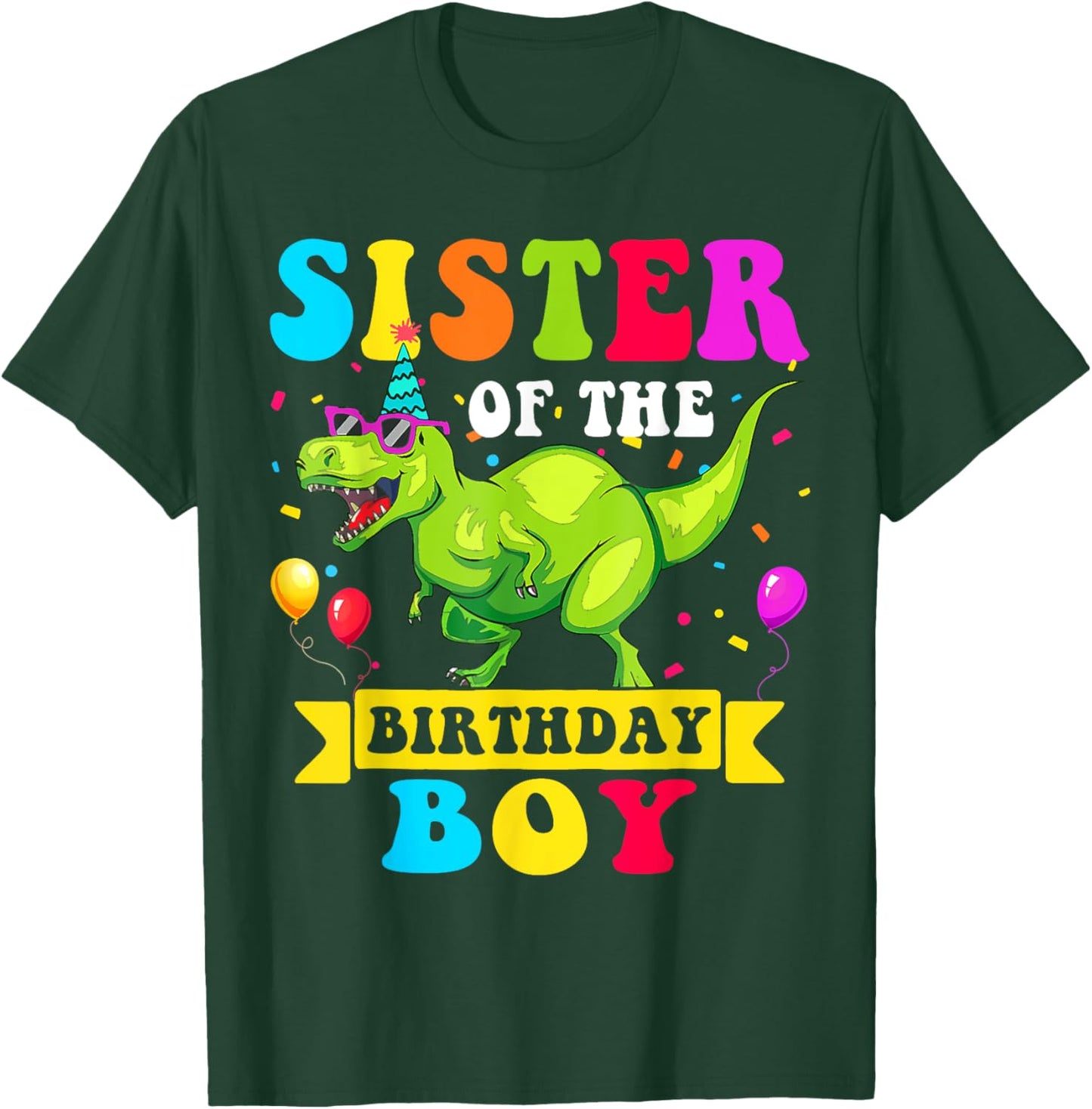 Sister of the Birthday Boy Dinosaur Raptor Funny T-Shirt - T-Shirt | Forest