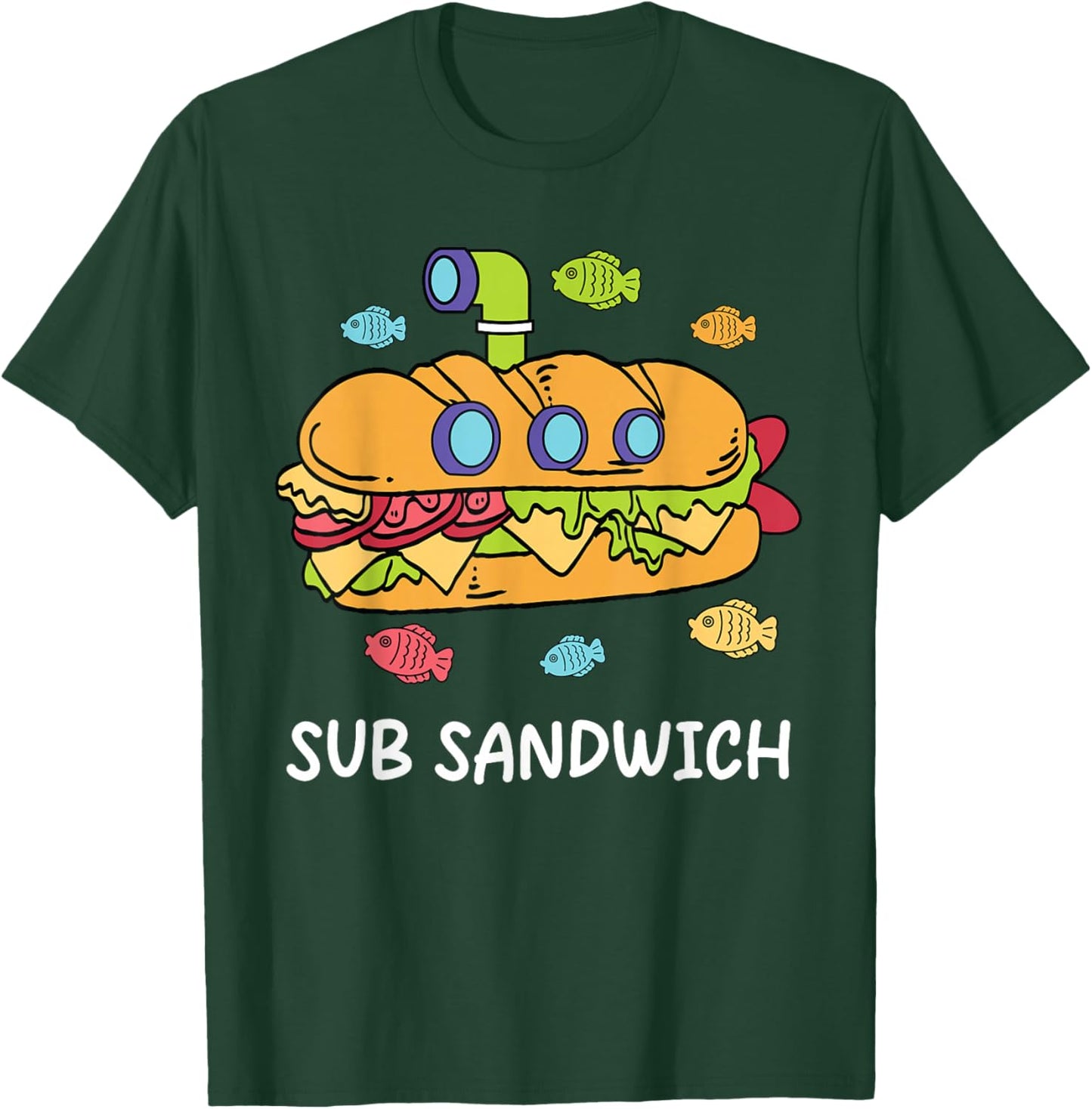 Funny Sub Sandwich Foodie Pun Gift Women Kids Boys T-Shirt - T-Shirt | Forest