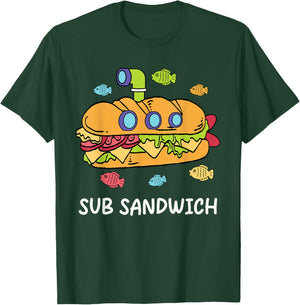 Funny Sub Sandwich Foodie Pun Gift Women Kids Boys T-Shirt - T-Shirt | Forest