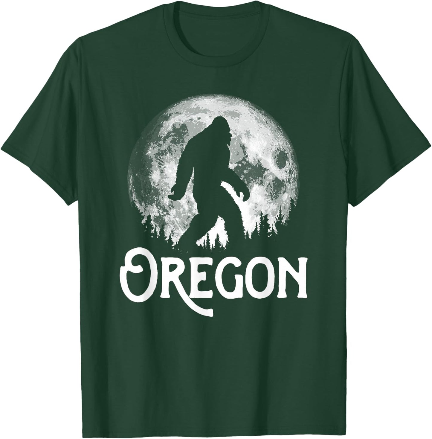 Oregon Bigfoot at Night! Cool Full Moon & Trees Sasquatch T-Shirt - T-Shirt | Forest
