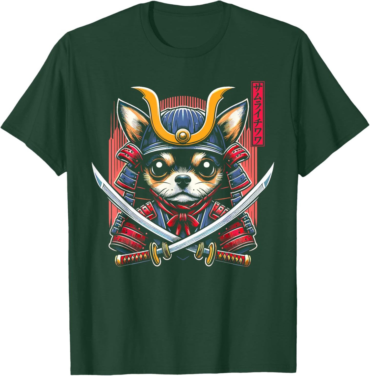 Japanese Chihuahua Dog Samurai Men, Women, Kids T-Shirt - T-Shirt | Forest