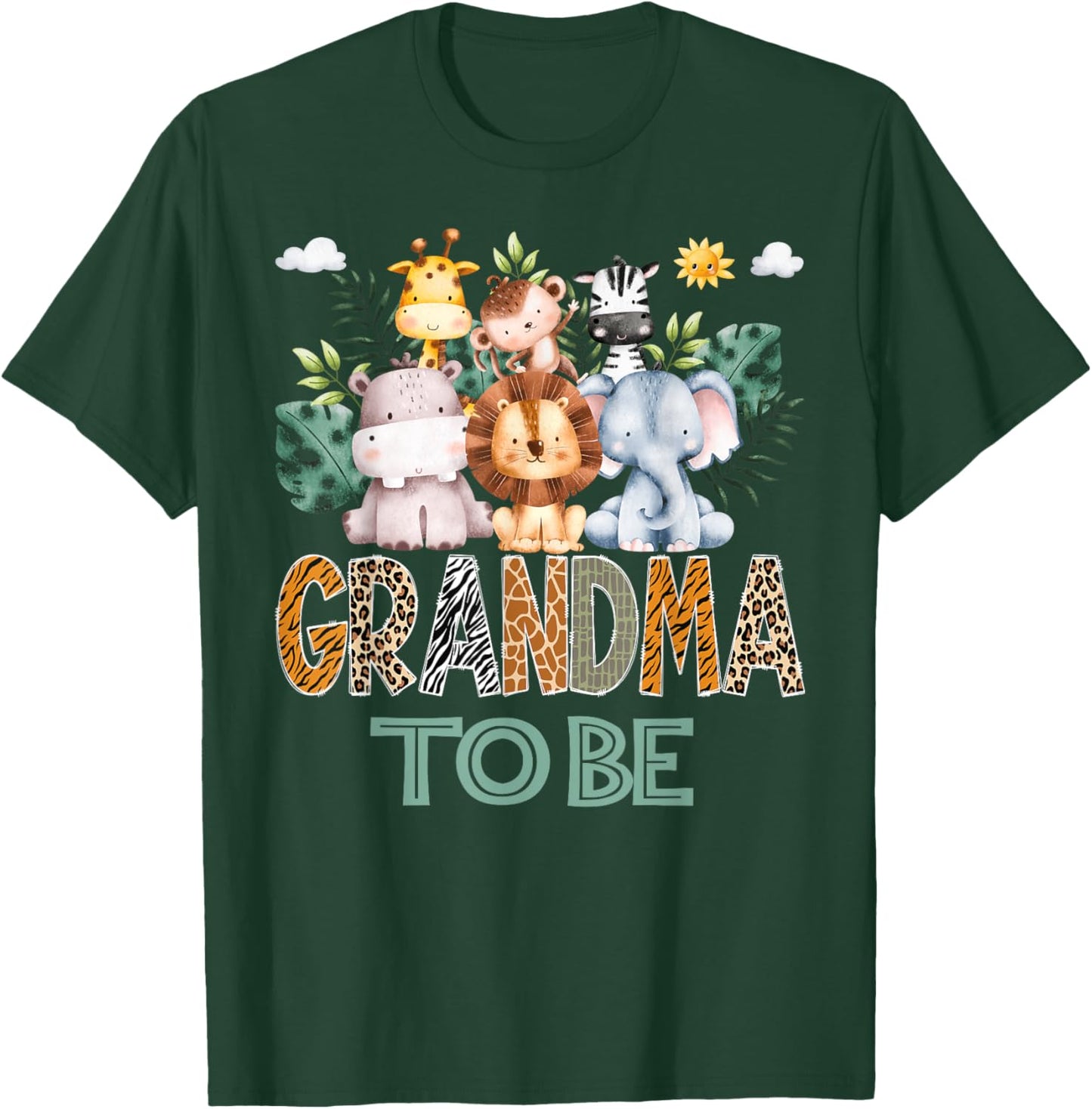 Soon To Be Grandma Jungle Animal Safari Gender Reveal T-Shirt - T-Shirt | Forest