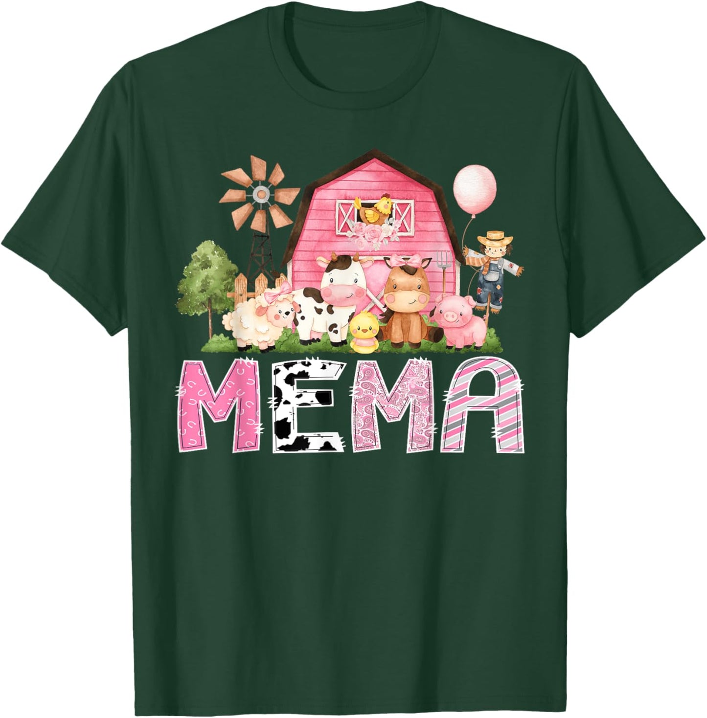 Mema Pink Farm Cow Birthday Girl Matching Family T-Shirt - T-Shirt | Forest