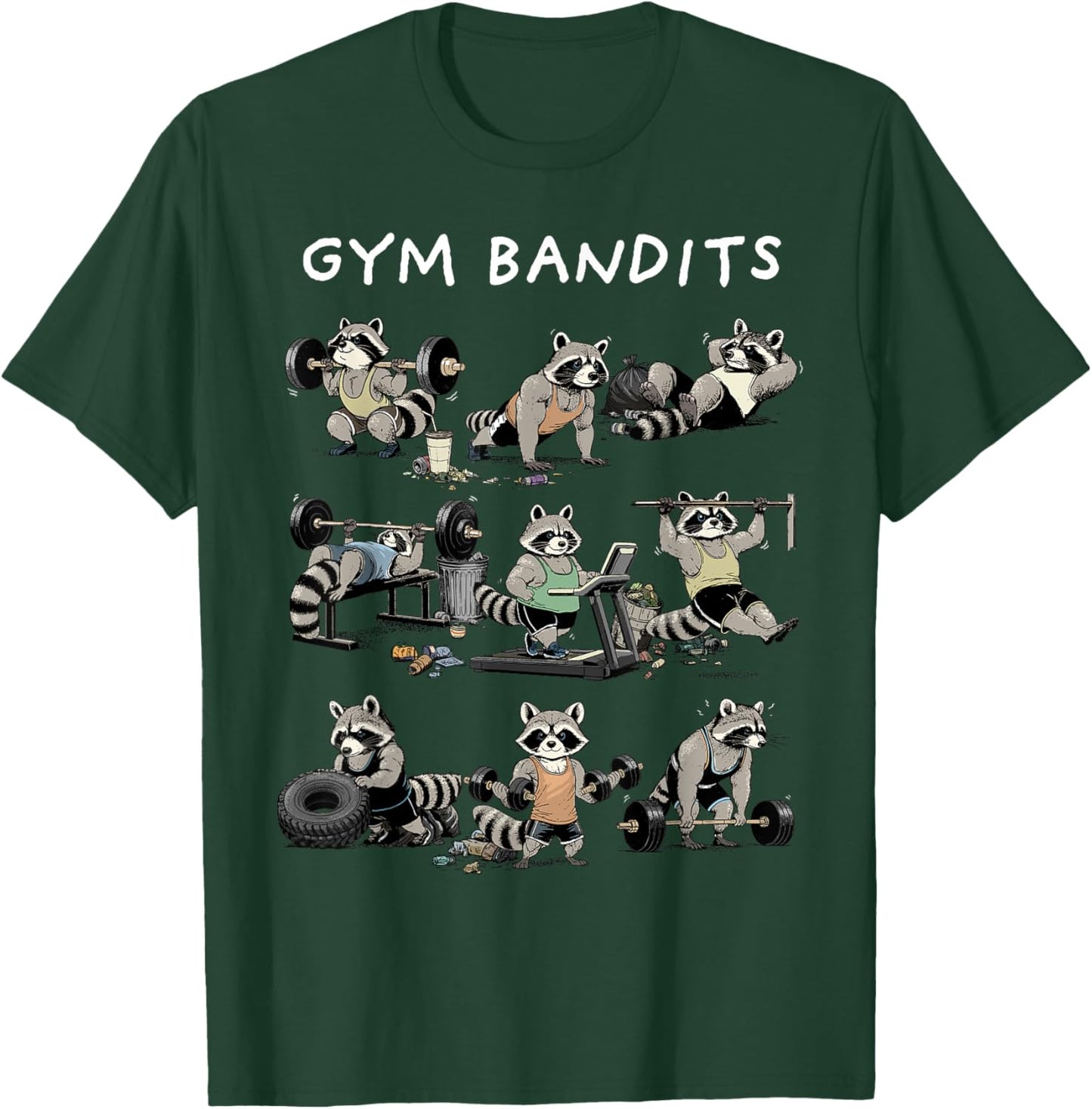 Raccoon Shirt Funny Fitness Gym Bandits Raccoon Workout T-Shirt - T-Shirt | Forest