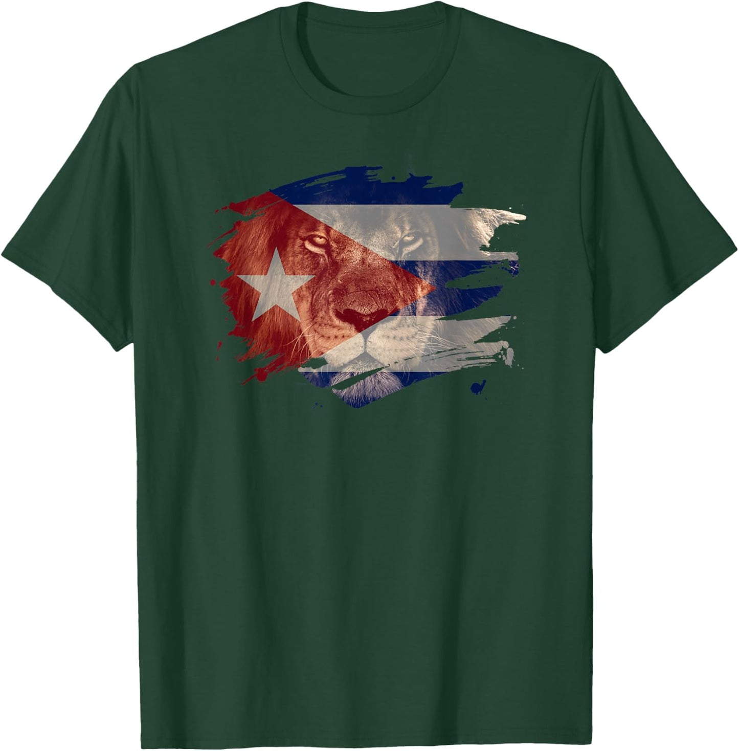 Cuba Flag and African Lion Picture - Cuban Pride T-Shirt - T-Shirt | Forest