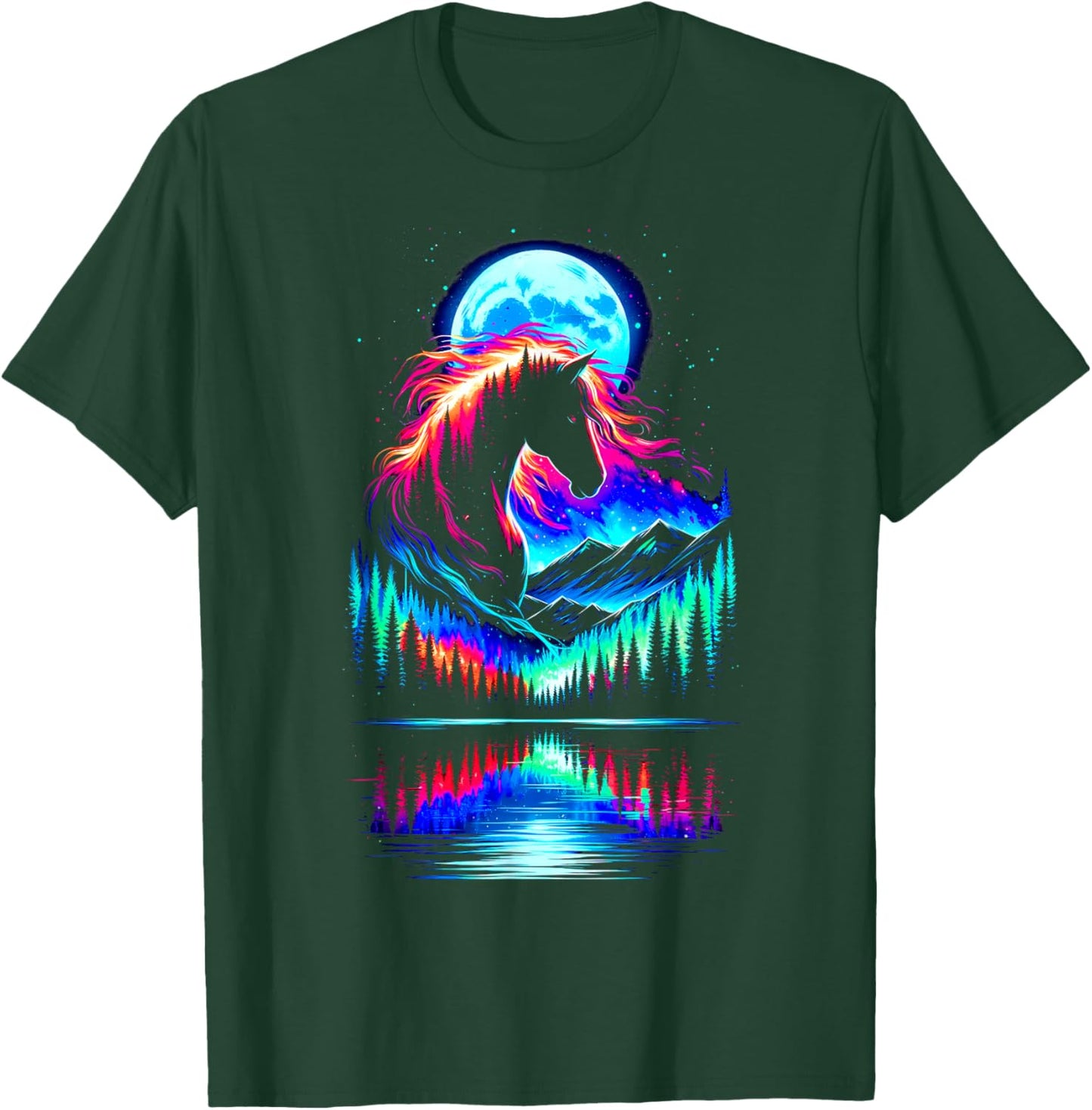 Colorful Horse Spirit Animal Cool Illustration Art T-Shirt - T-Shirt | Forest