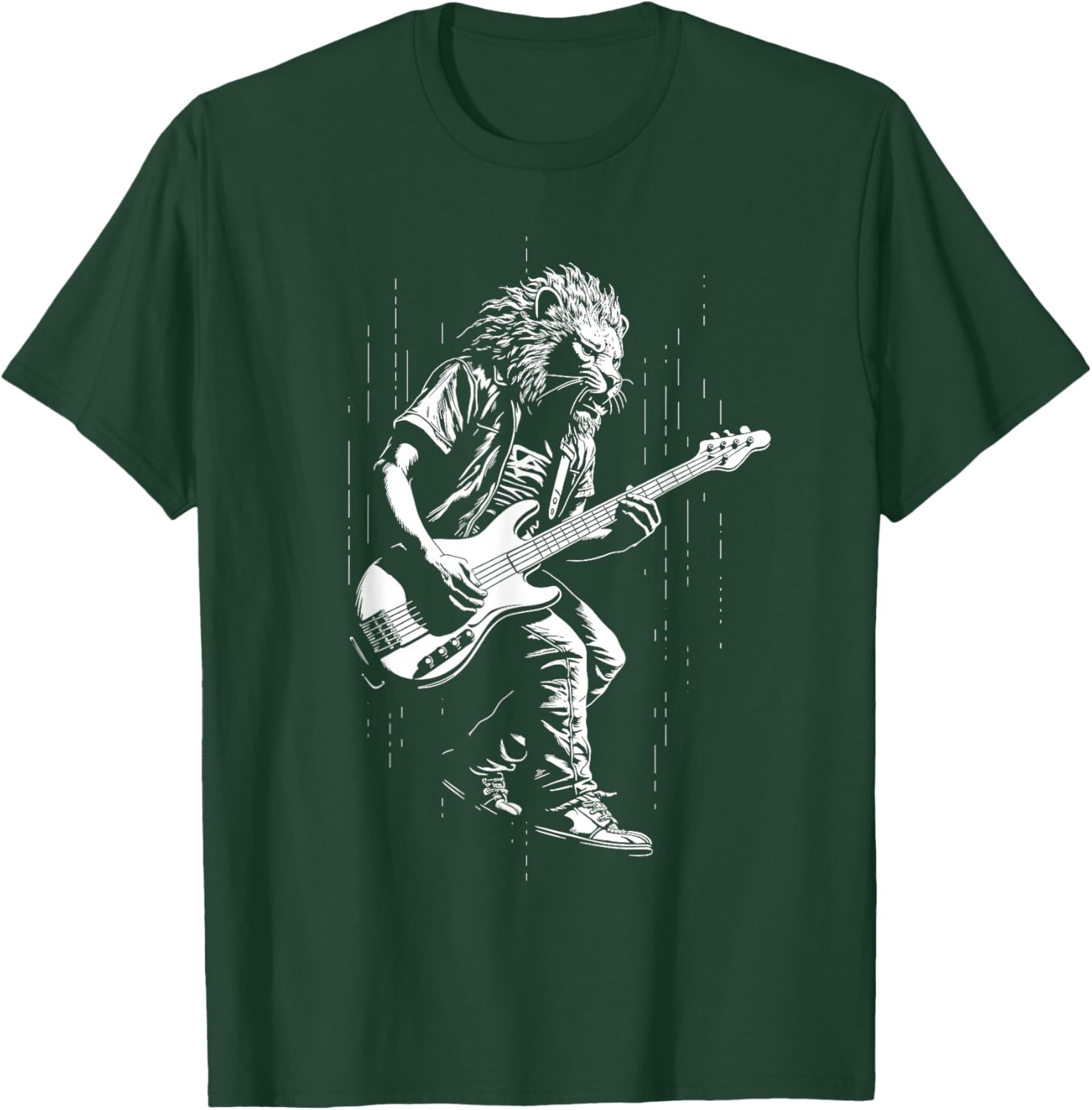 Guitarist Lion Music Bass Guitar Boys Men Kids T-Shirt - T-Shirt | Forest