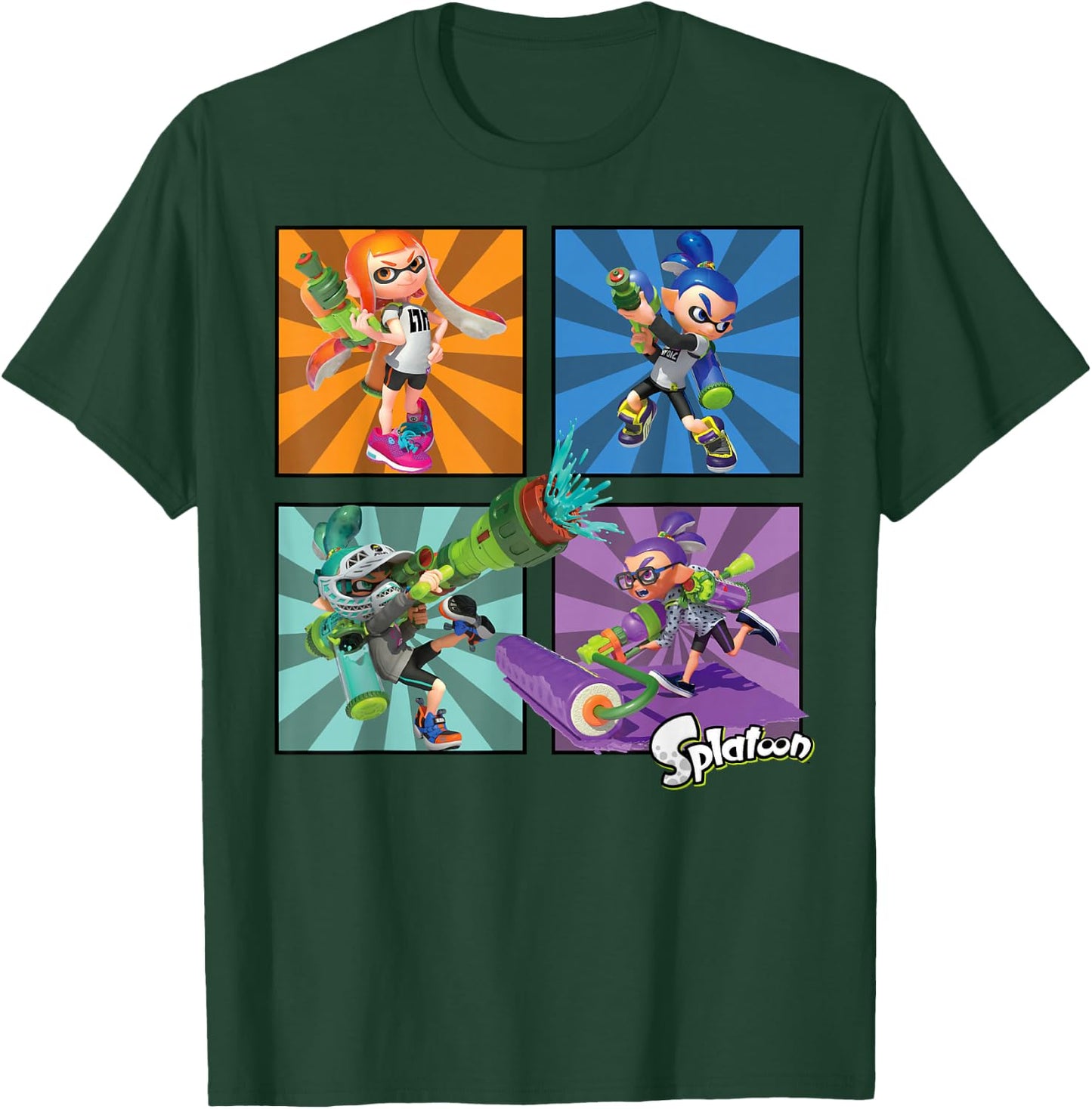 Splatoon Four Character Box Up T-Shirt - T-Shirt | Forest