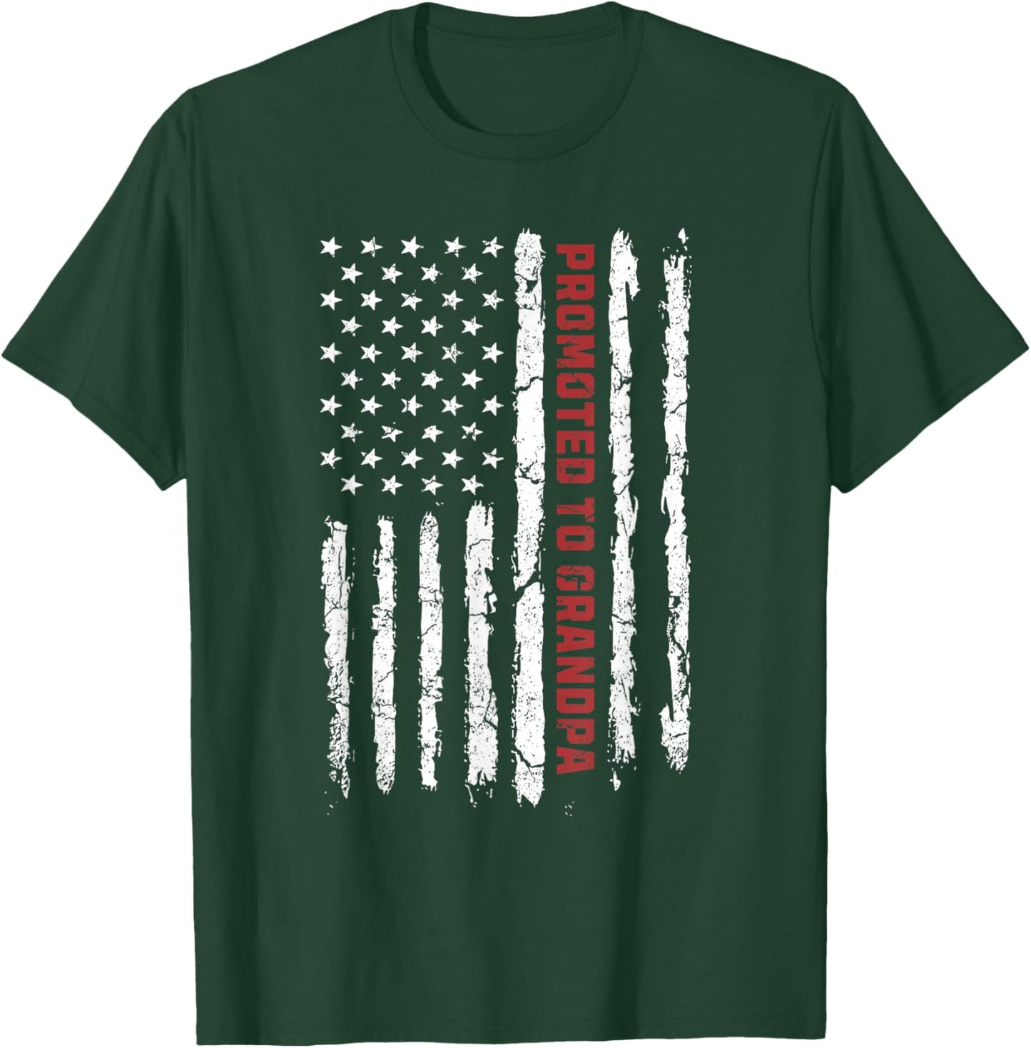 Promoted To Grandpa, First Time Grandpa American Flag T-Shirt - T-Shirt | Forest