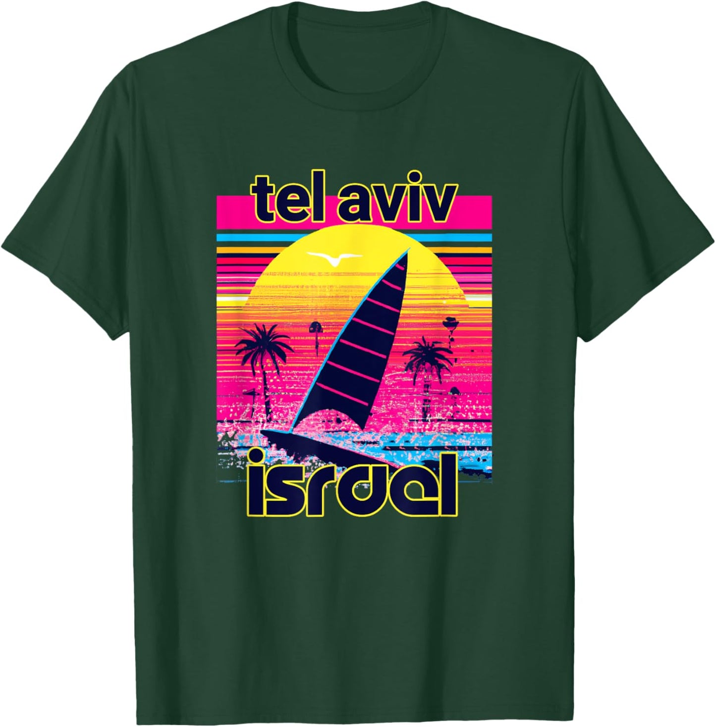 Tel Aviv Retro 80s Style Souvenir Beach Men Women Girls Kids T-Shirt - T-Shirt | Forest