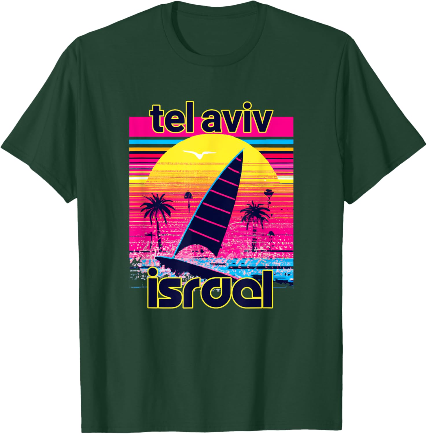 Tel Aviv Retro 80s Style Souvenir Beach Men Women Girls Kids T-Shirt - T-Shirt | Forest