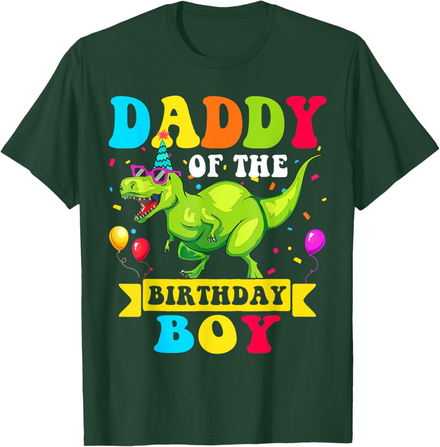 Daddy of the Birthday Boy Dinosaur Raptor Funny T-Shirt - T-Shirt | Forest