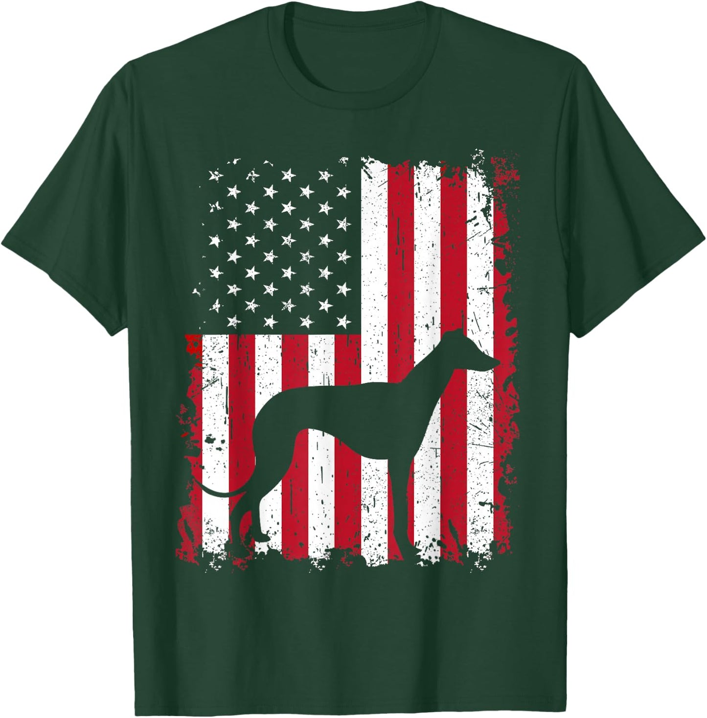 Greyhound 4th of July Patriotic American USA Flag Gift T-Shirt - T-Shirt | Forest
