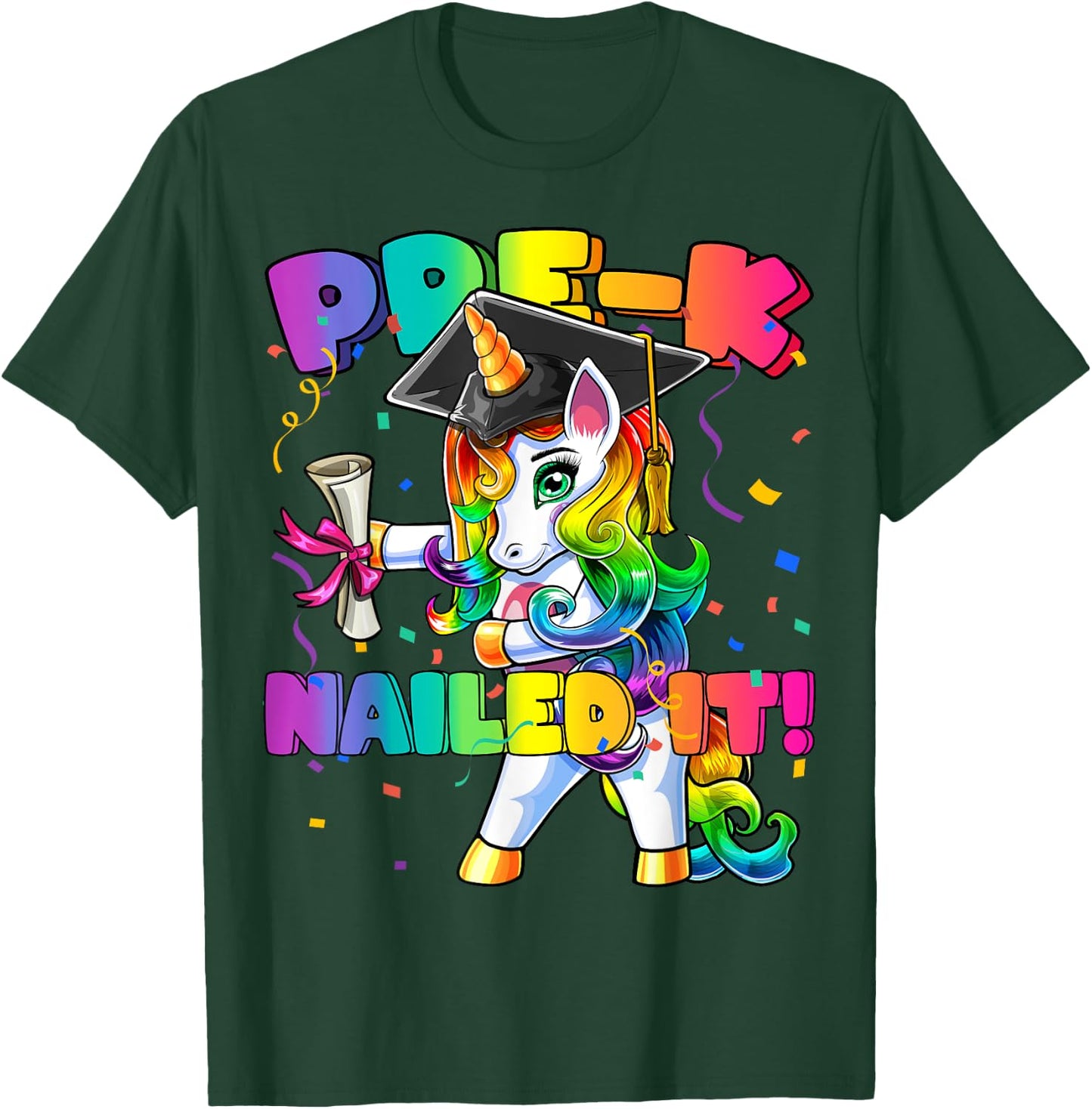 Flossing Unicorn Pre-K Graduation Cap Diploma Gift Girls T-Shirt - T-Shirt | Forest