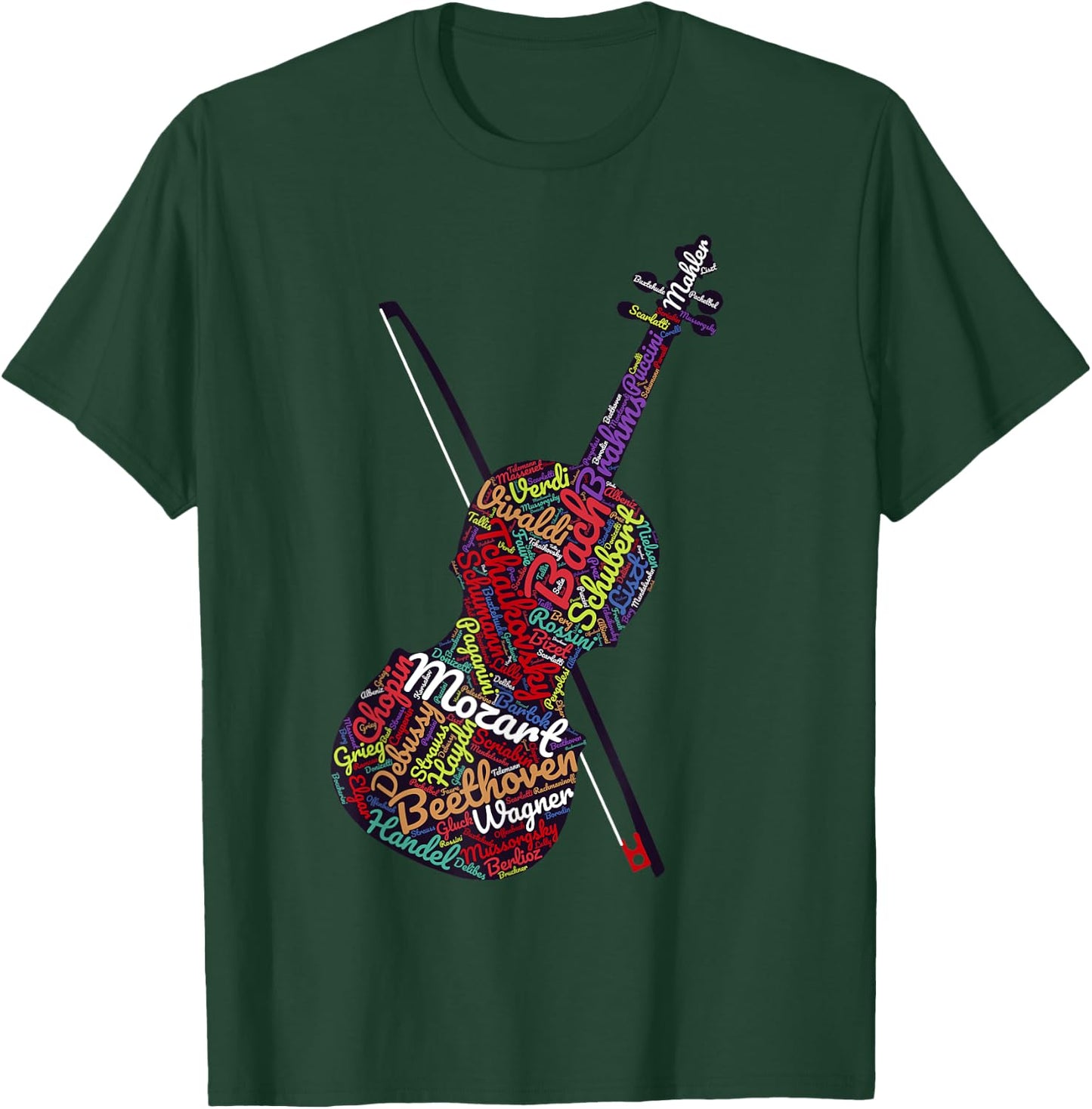 Classical Music Composers Violin Word Art T-Shirt - T-Shirt | Forest