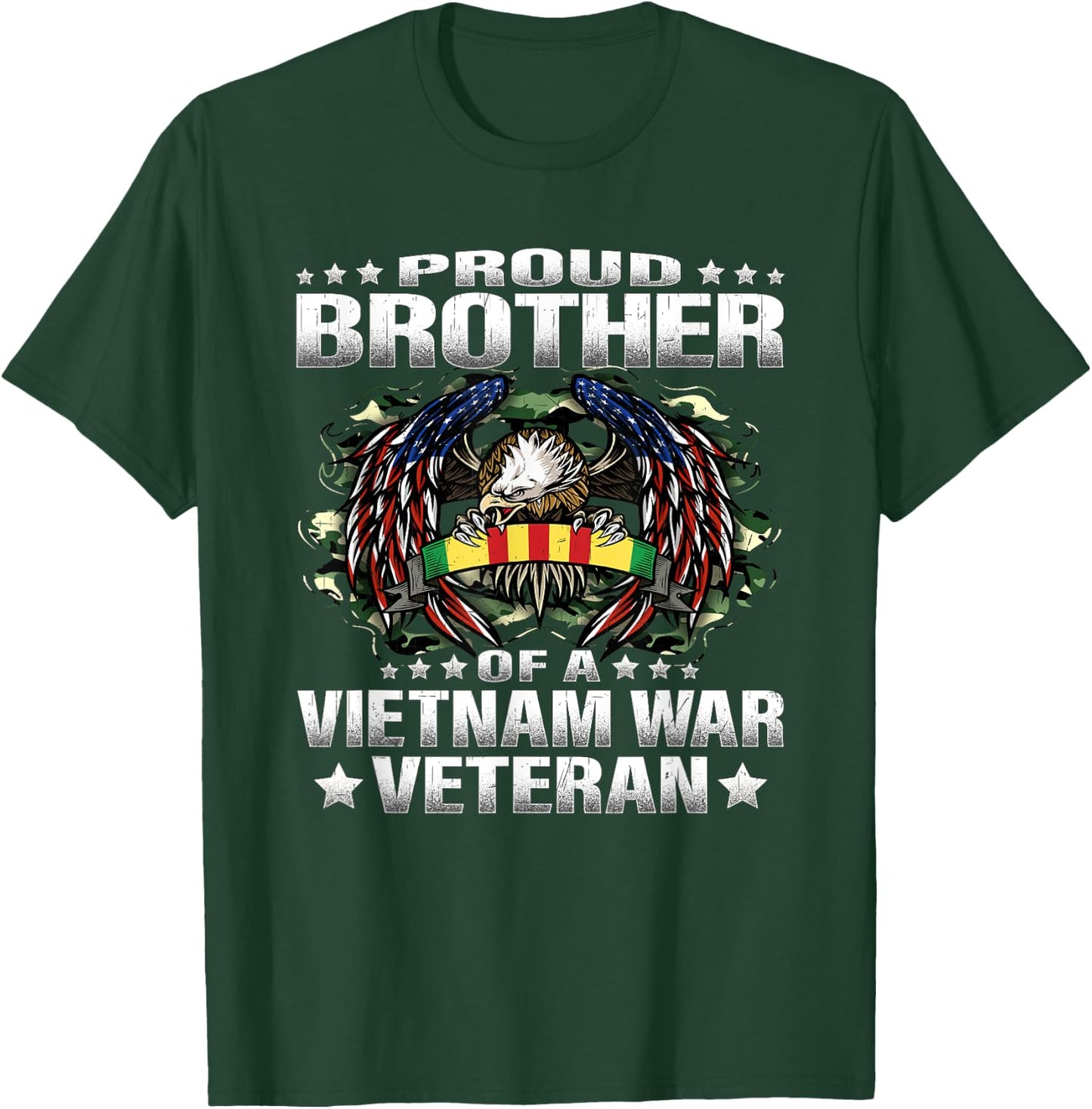 Proud Brother Of A Vietnam Veteran Military Vet's Sibling T-Shirt - T-Shirt | Forest