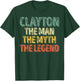 Clayton The Man The Myth The Legend Shirt First Name Clayton T-Shirt - T-Shirt | Forest