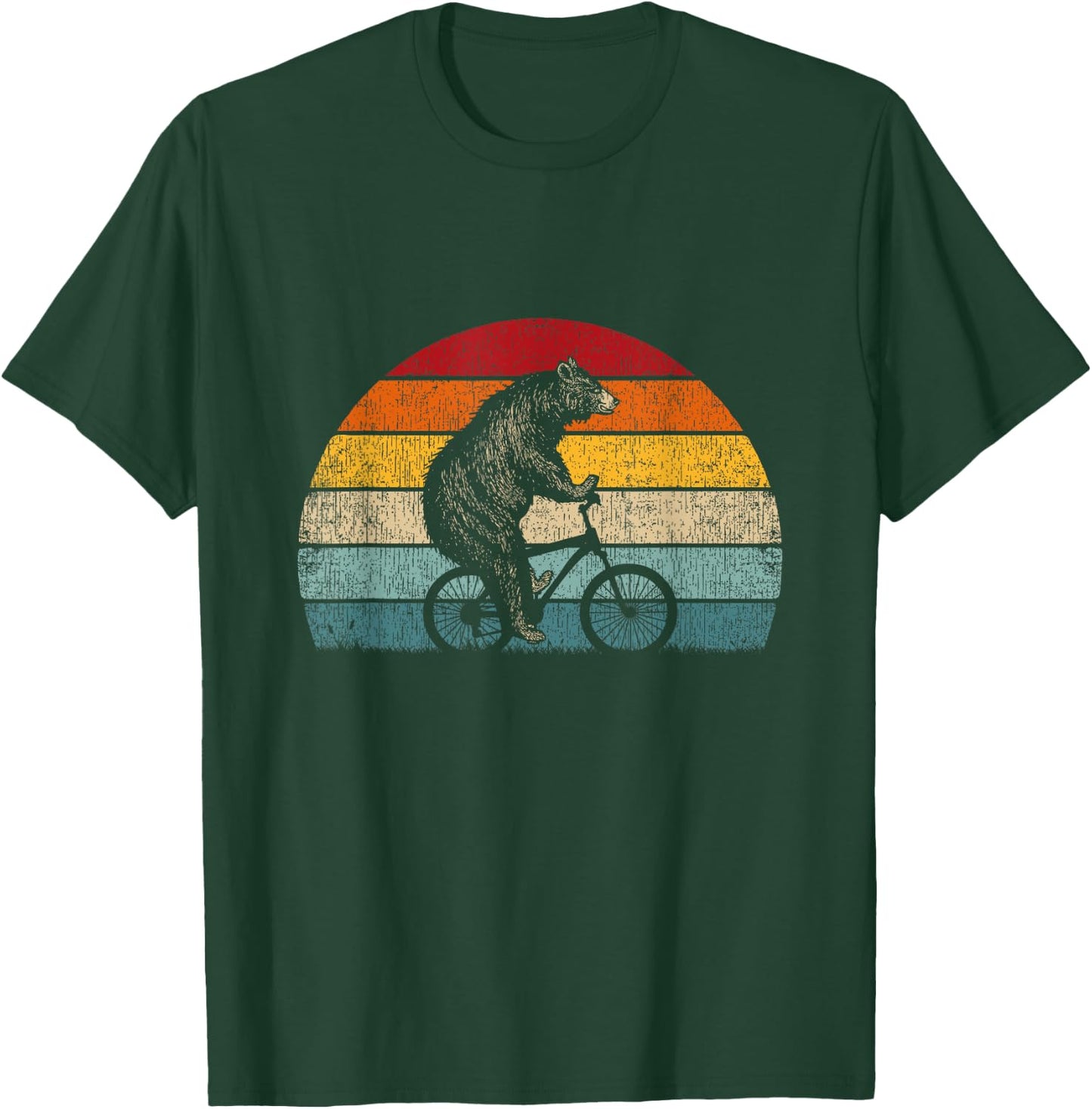 Funny Bear Cycling Bike Retro Graphic Bicycle T-Shirt - T-Shirt | Forest