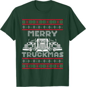 Christmas Semi Truck Funny Christmas Trucker Merry Truckmas T-Shirt - T-Shirt | Forest