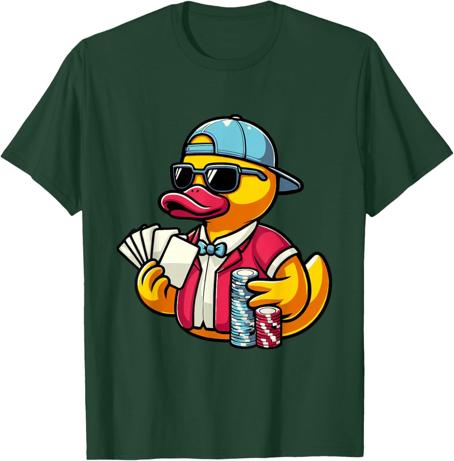 Poker Rubber Duck Playing Cards Gambling T-Shirt - T-Shirt | Forest