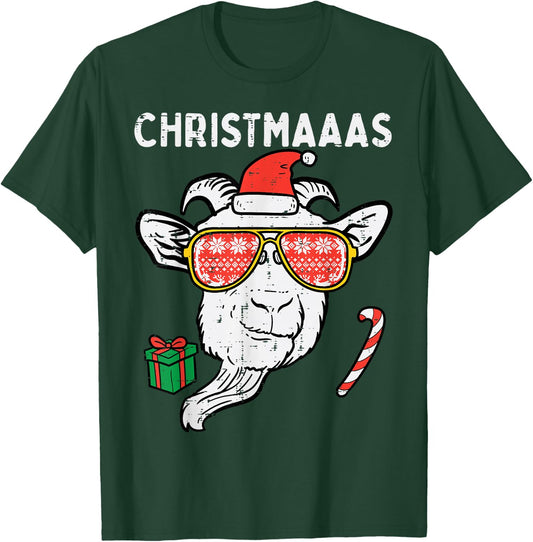Christmas Goat Santa Xmas Farm Animal Farmer Men Women Kids T-Shirt - T-Shirt | Forest