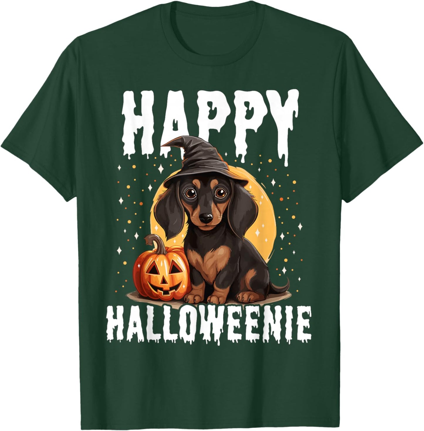 Funny Happy Halloweenie Halloween 2024 Weiner Dog Dachshund T-Shirt - T-Shirt | Forest