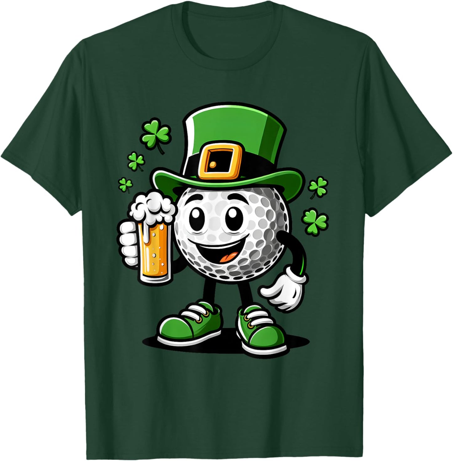 St Patrick's Day Irish Golf Ball Beer Golfing Golfer T-Shirt - T-Shirt | Forest