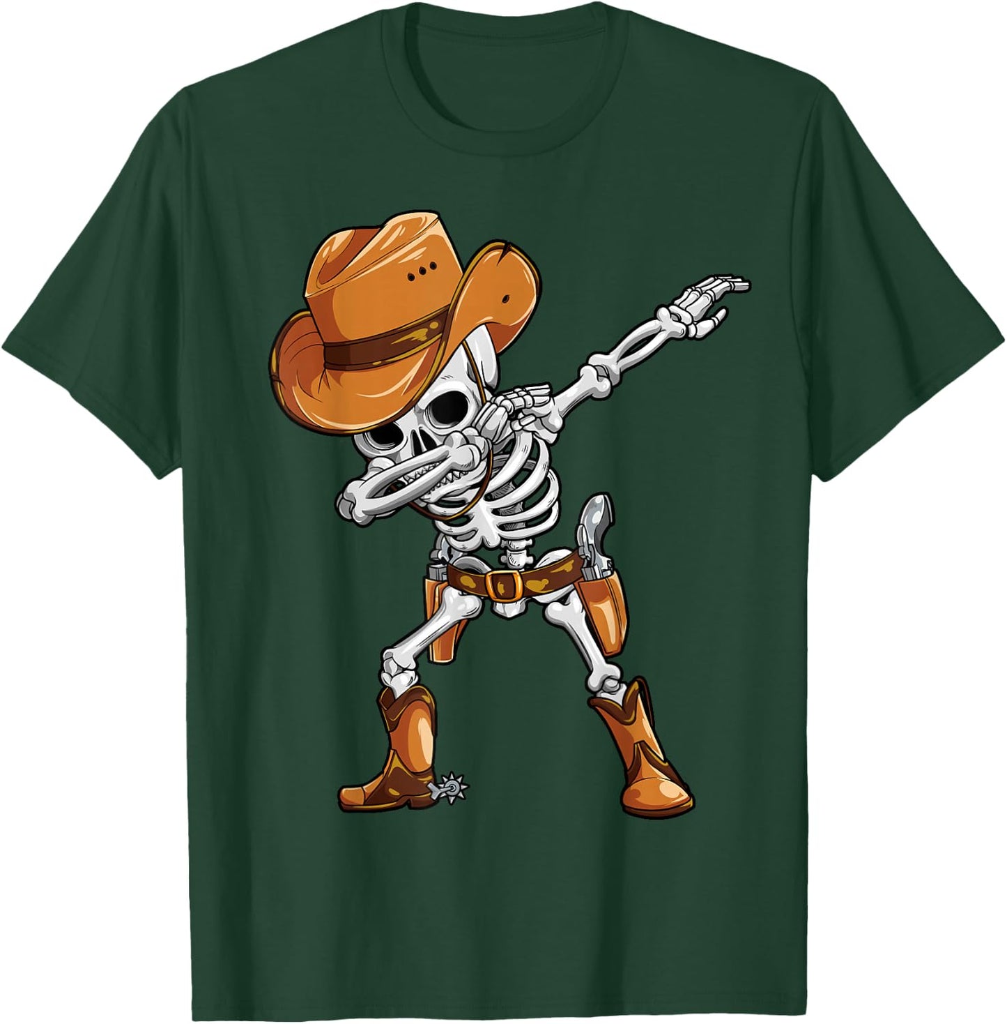 Dabbing Skeleton Cowboy Halloween Boys Men Funny Dab Dance T-Shirt - T-Shirt | Forest