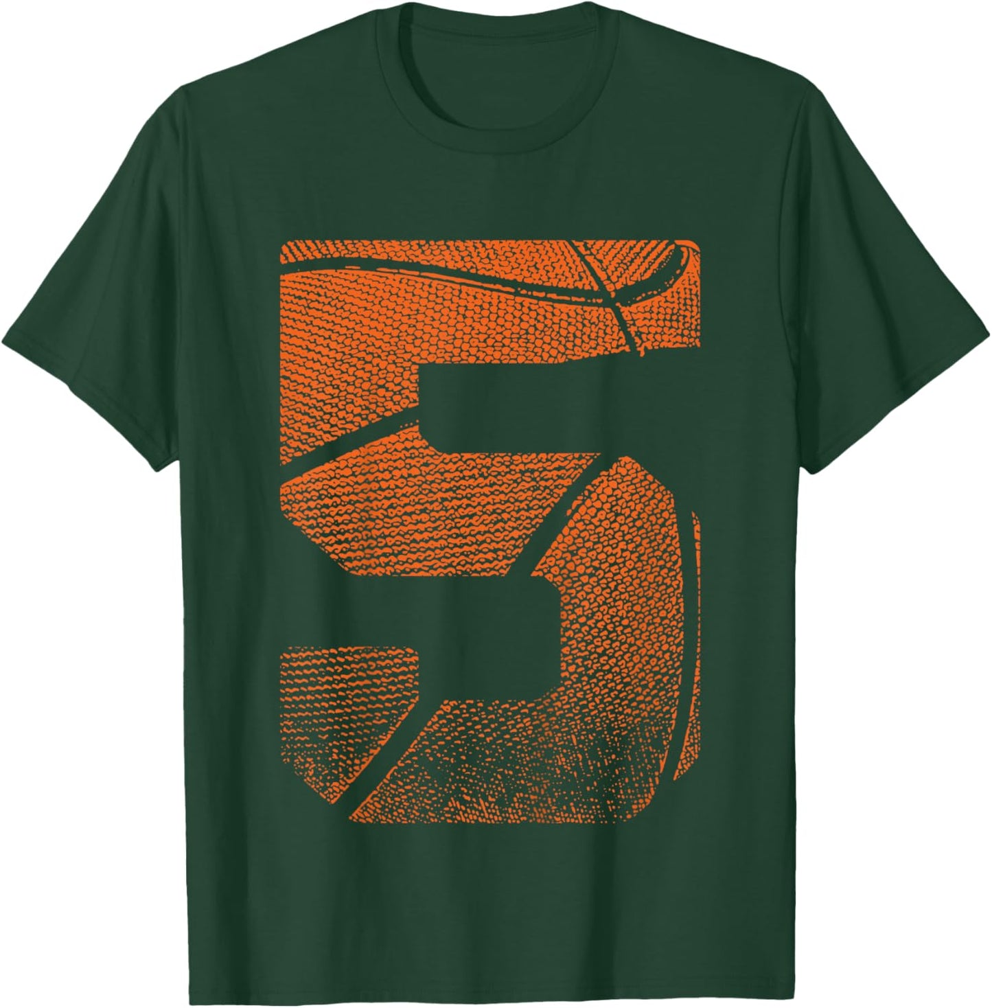 Kids 5th Birthday Boy Basketball Player Basketball 5 Years Old T-Shirt - T-Shirt | Forest